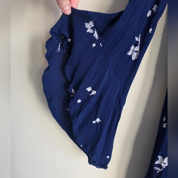 Free People Jasmine Embroidered Mini Dress in Navy Blue Small Good Condition - Picture 4 of 16